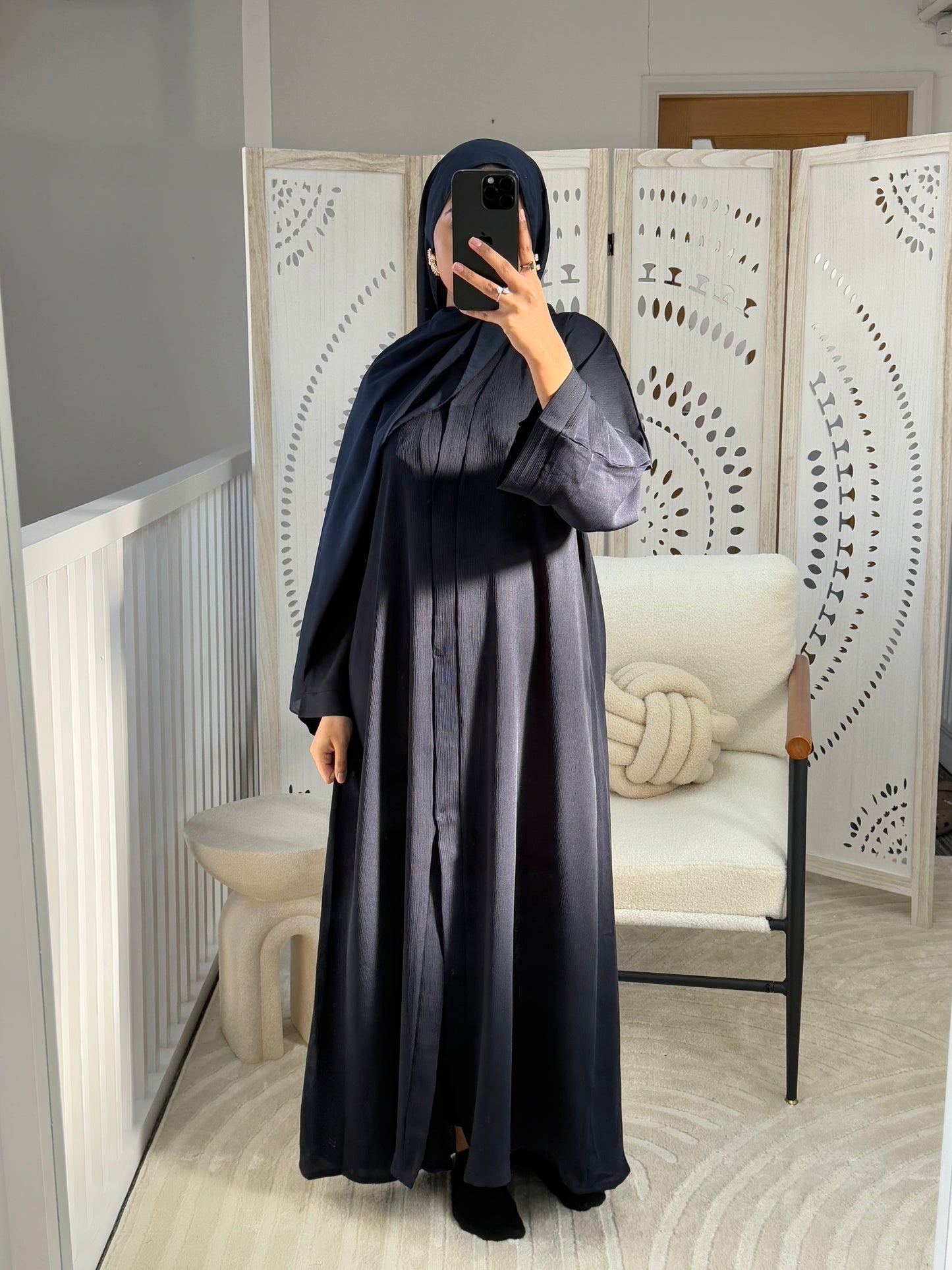 Midnight Blue Zoom Abaya With Scarf