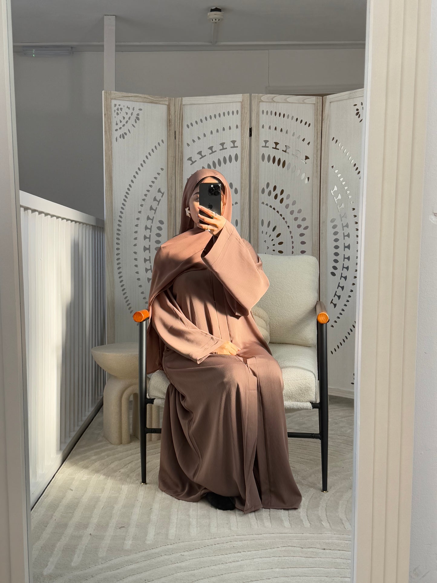 Mocha Zoom Abaya With Scarf