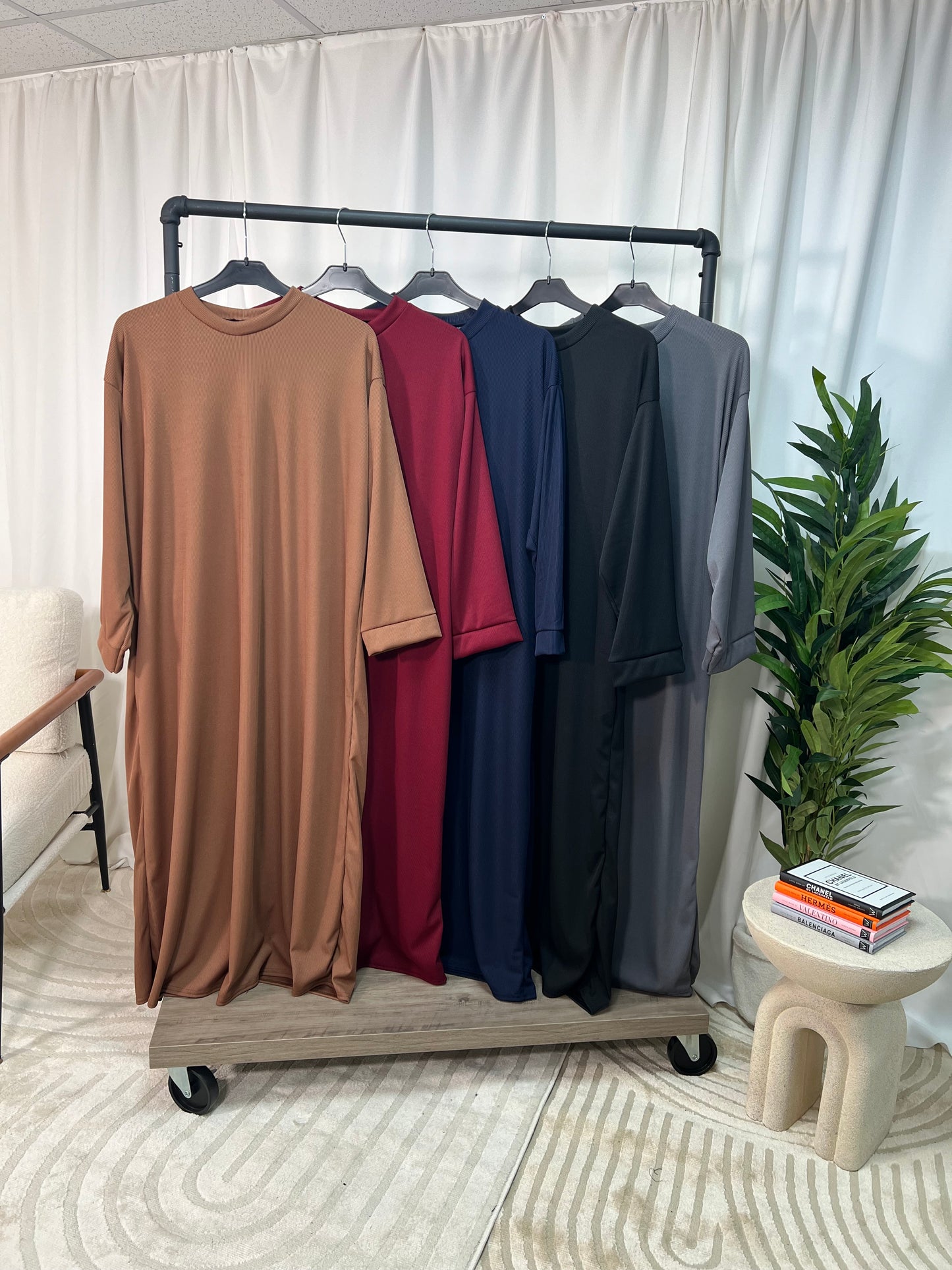 Nara Basic Ribbed Abaya Dress