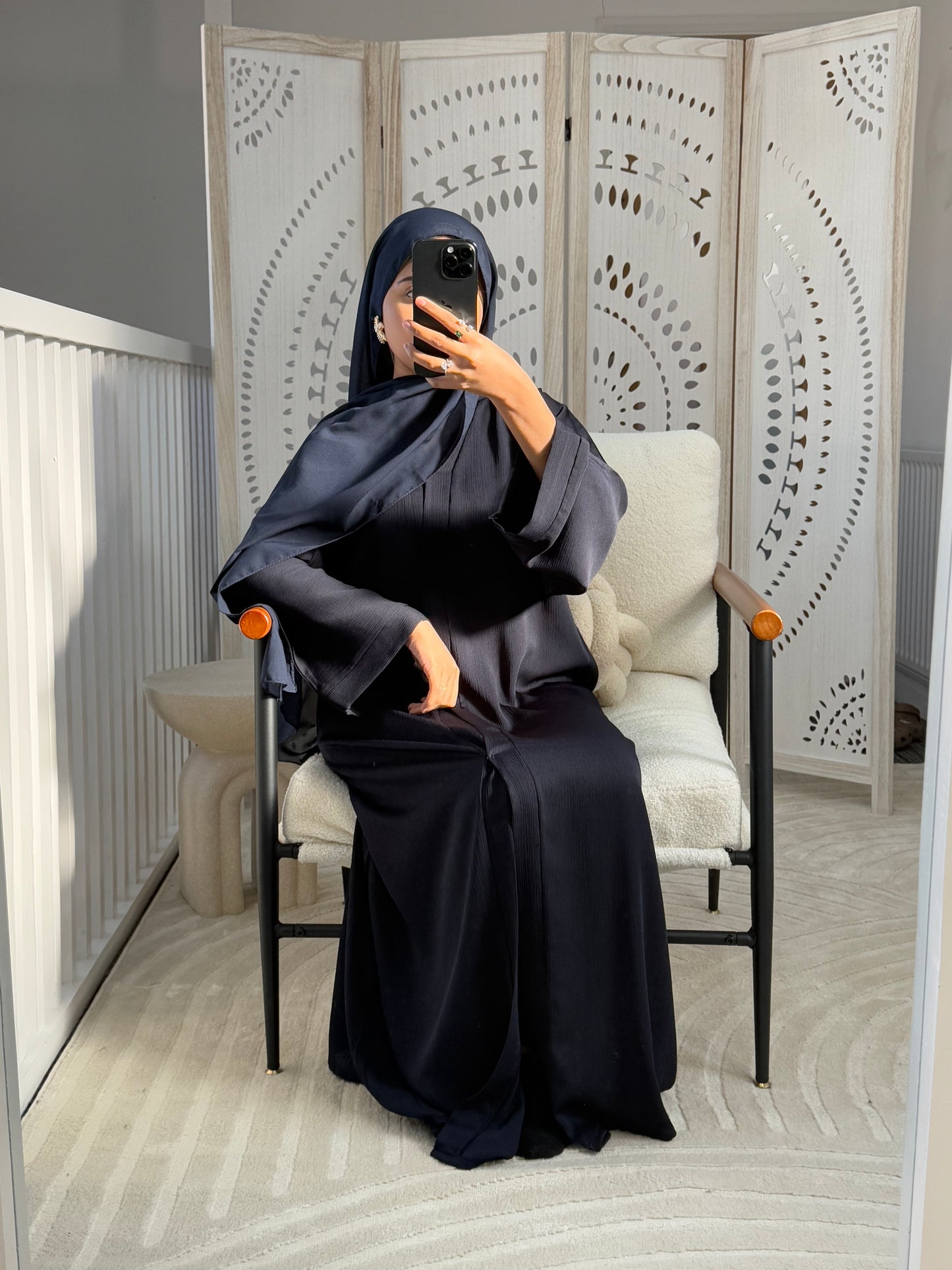 Midnight Blue Zoom Abaya With Scarf