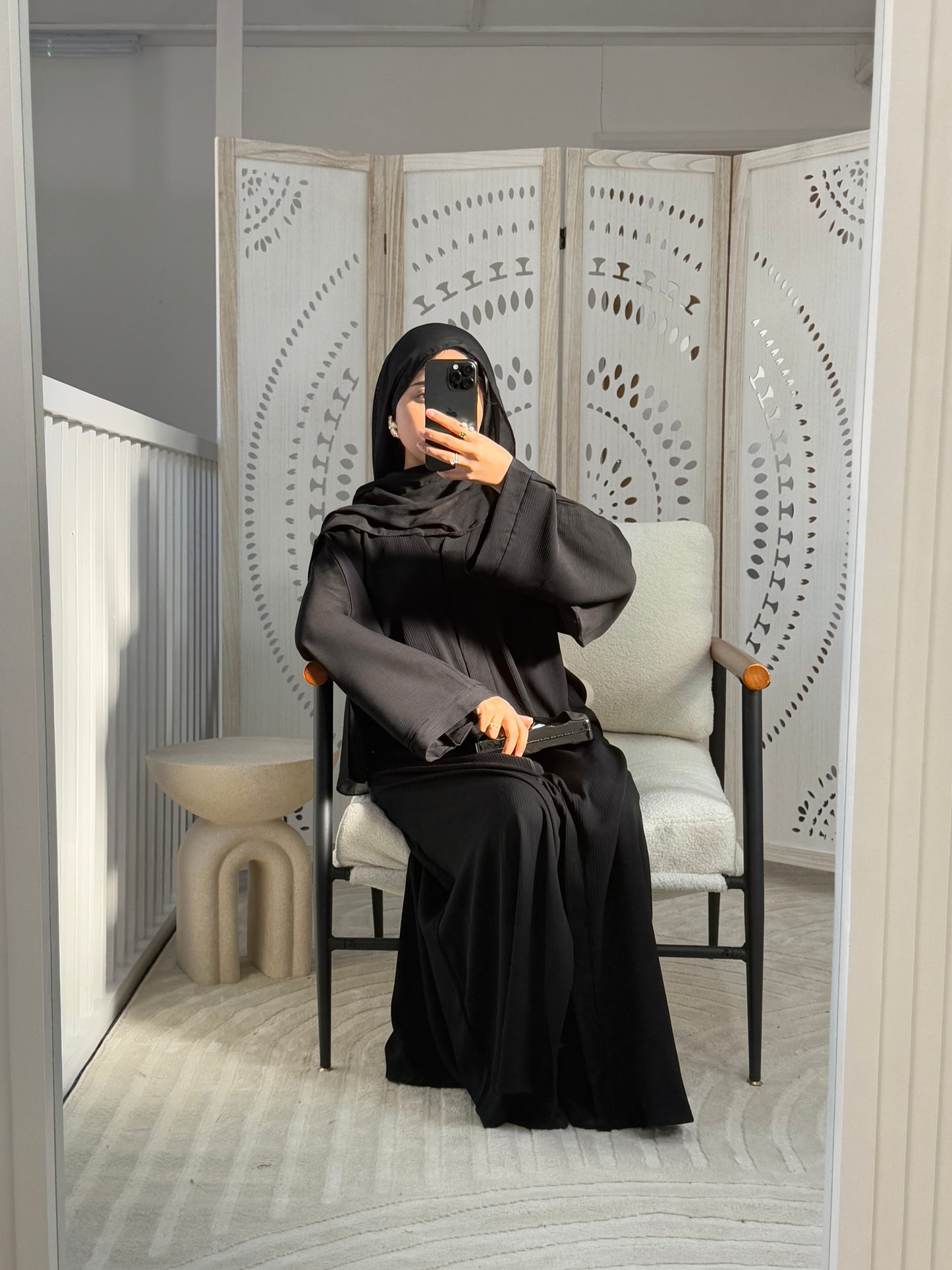 Black Zoom Abaya With Scarf