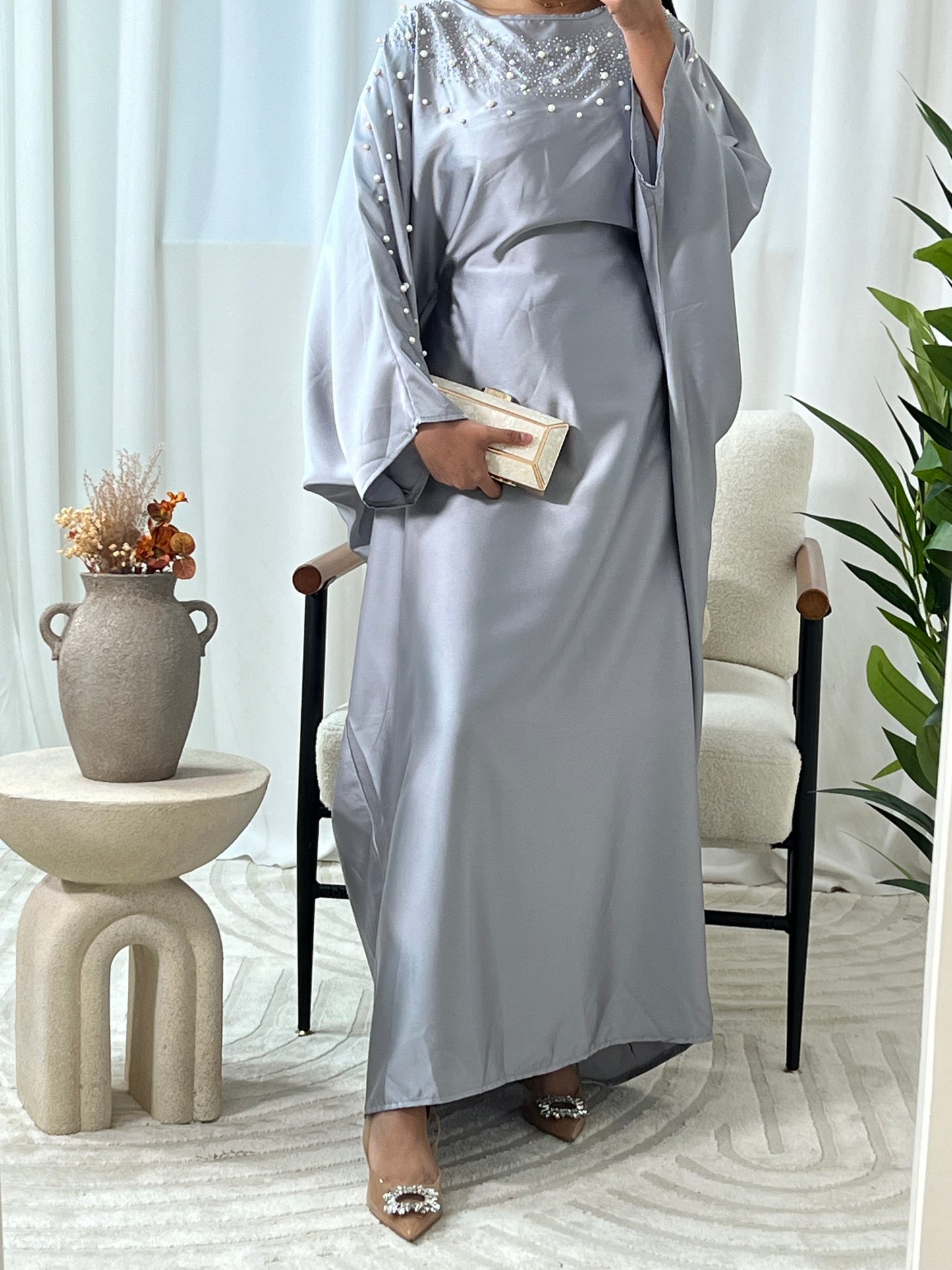 Raniya Pearl Studded Butterfly Abaya