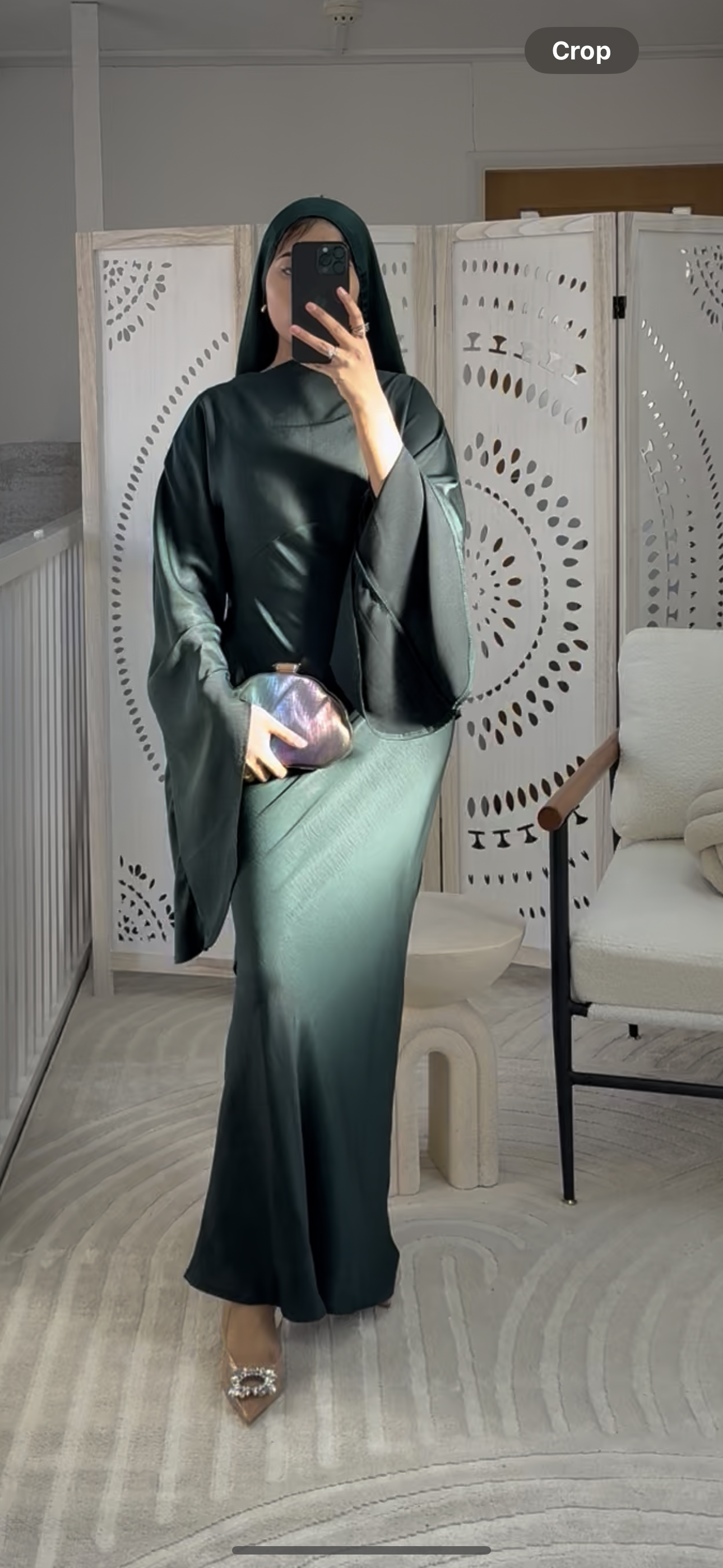 Emerald Flare Drape Sleeve Detail Abaya