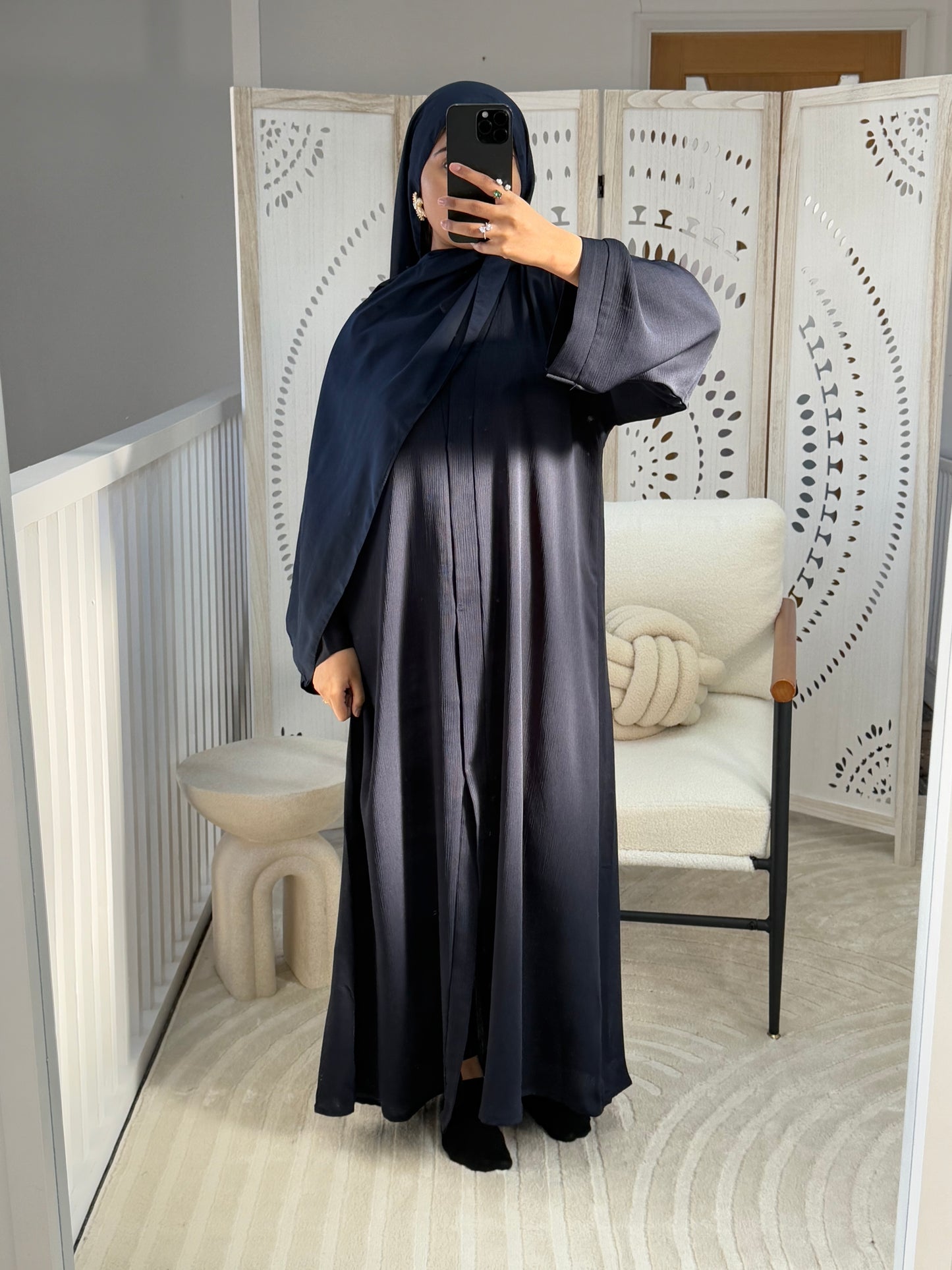 Midnight Blue Zoom Abaya With Scarf