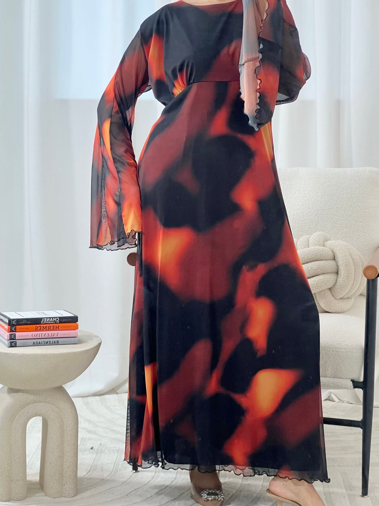 Dina Ombré Printed Mesh Dress