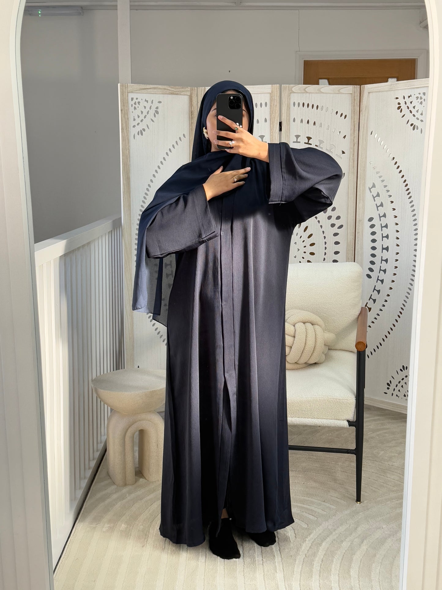 Midnight Blue Zoom Abaya With Scarf