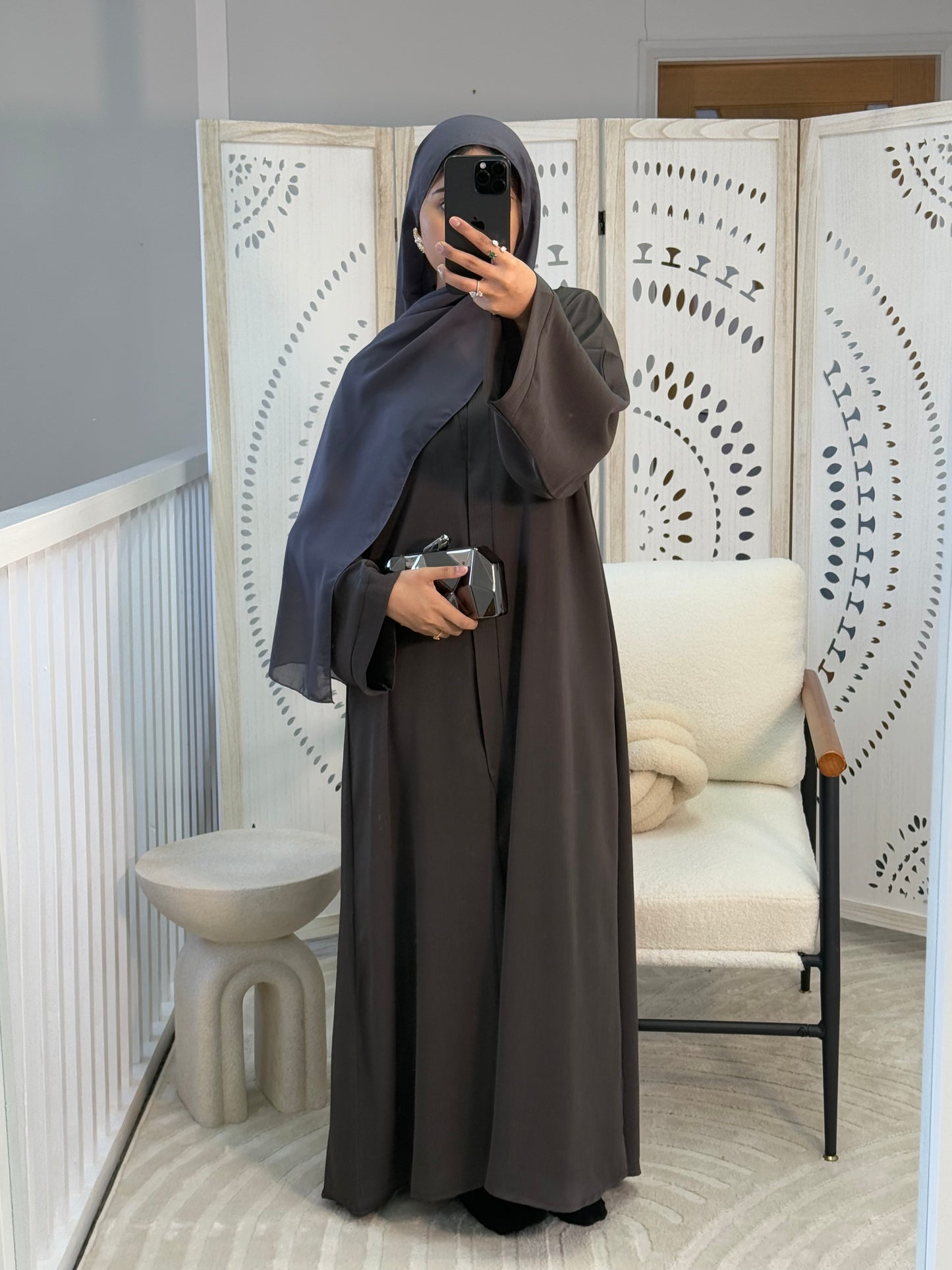 Dove Grey Zoom Abaya With Scarf