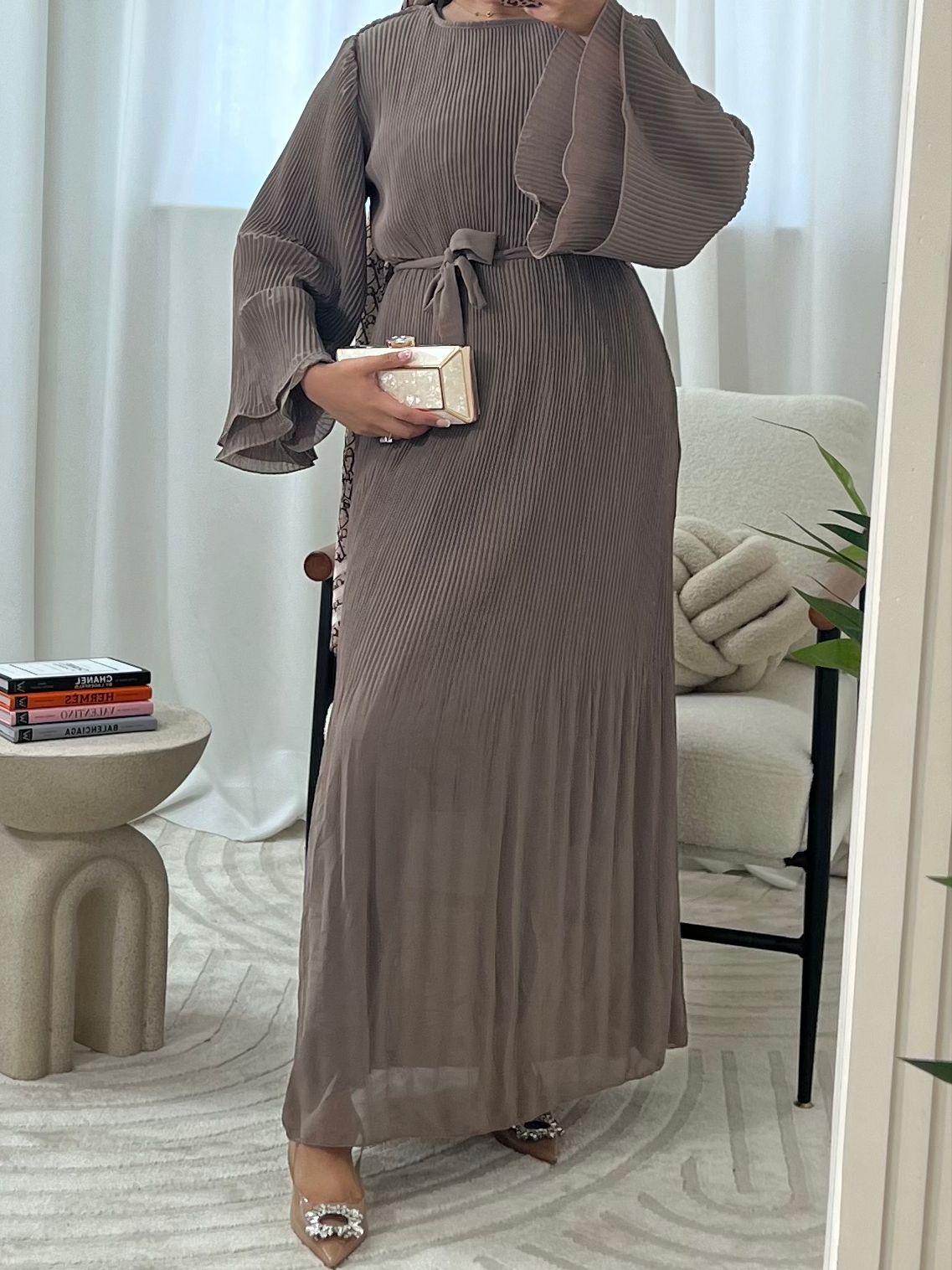 Nuha Pleated Ruffle Dress