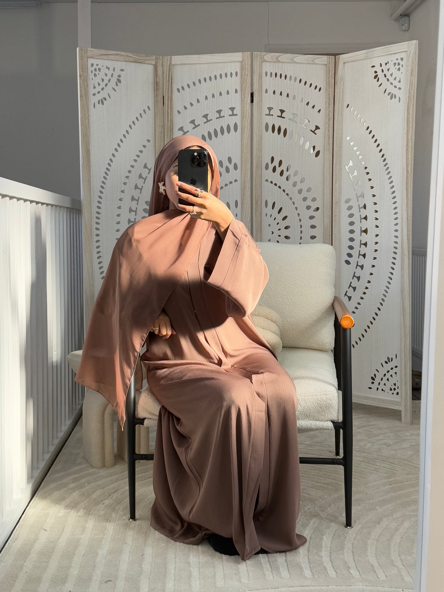 Mocha Zoom Abaya With Scarf