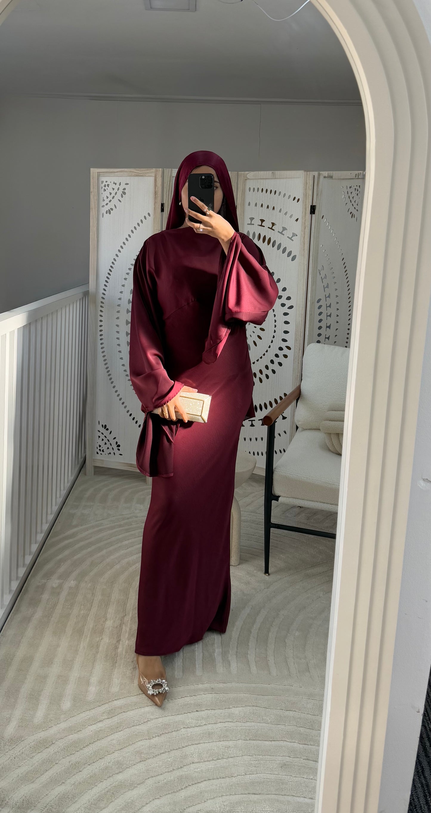 Mulberry Flare Drape Sleeve Detail Abaya