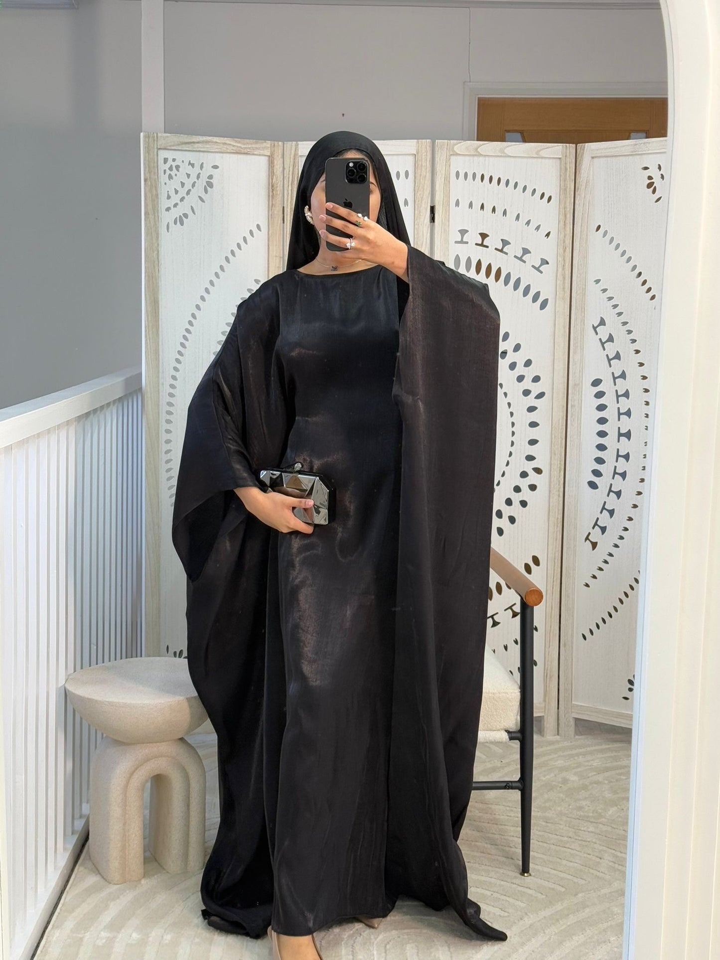 Black Shimmer Batwing Abaya