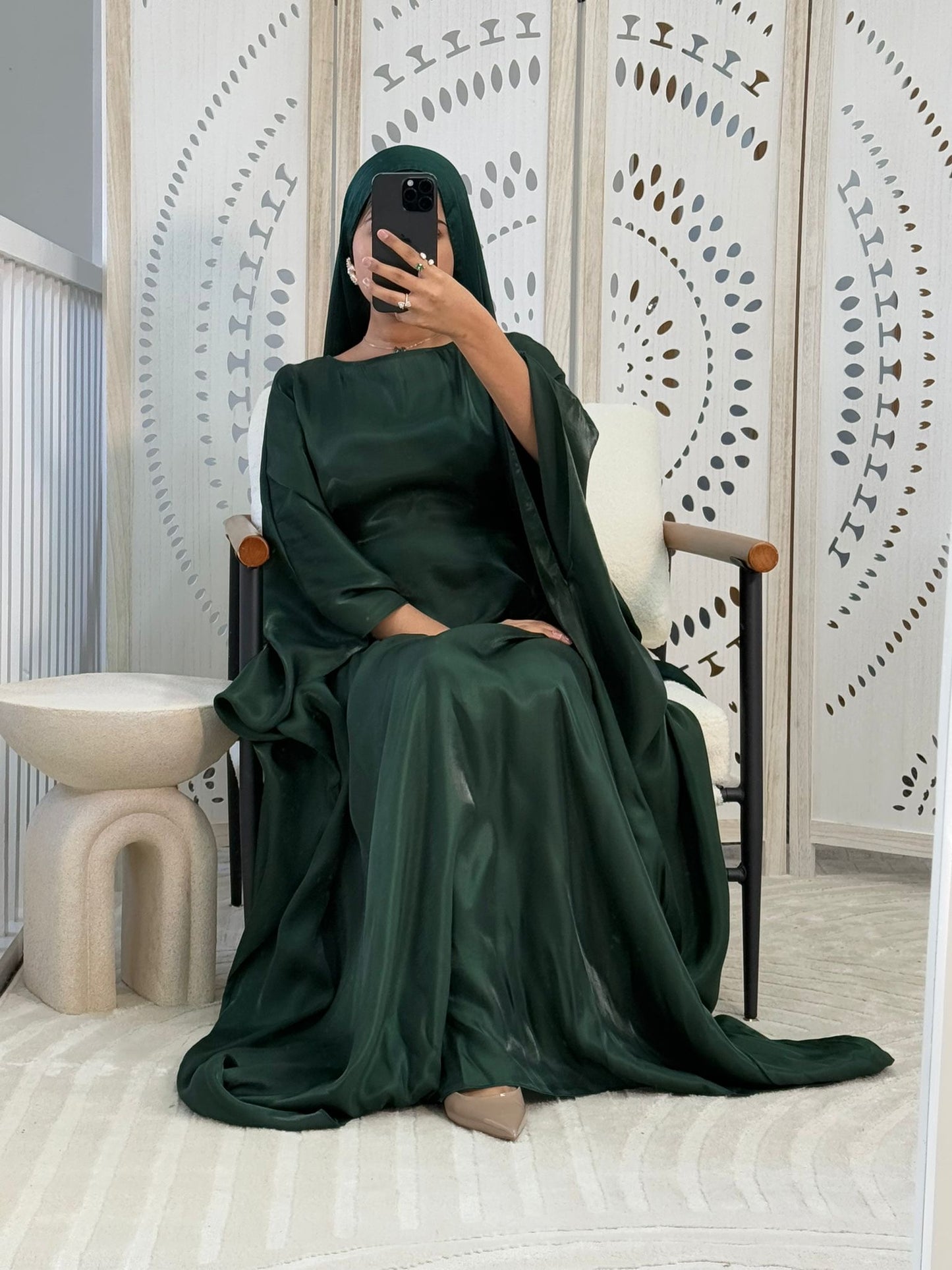 Emerald Shimmer Batwing Abaya