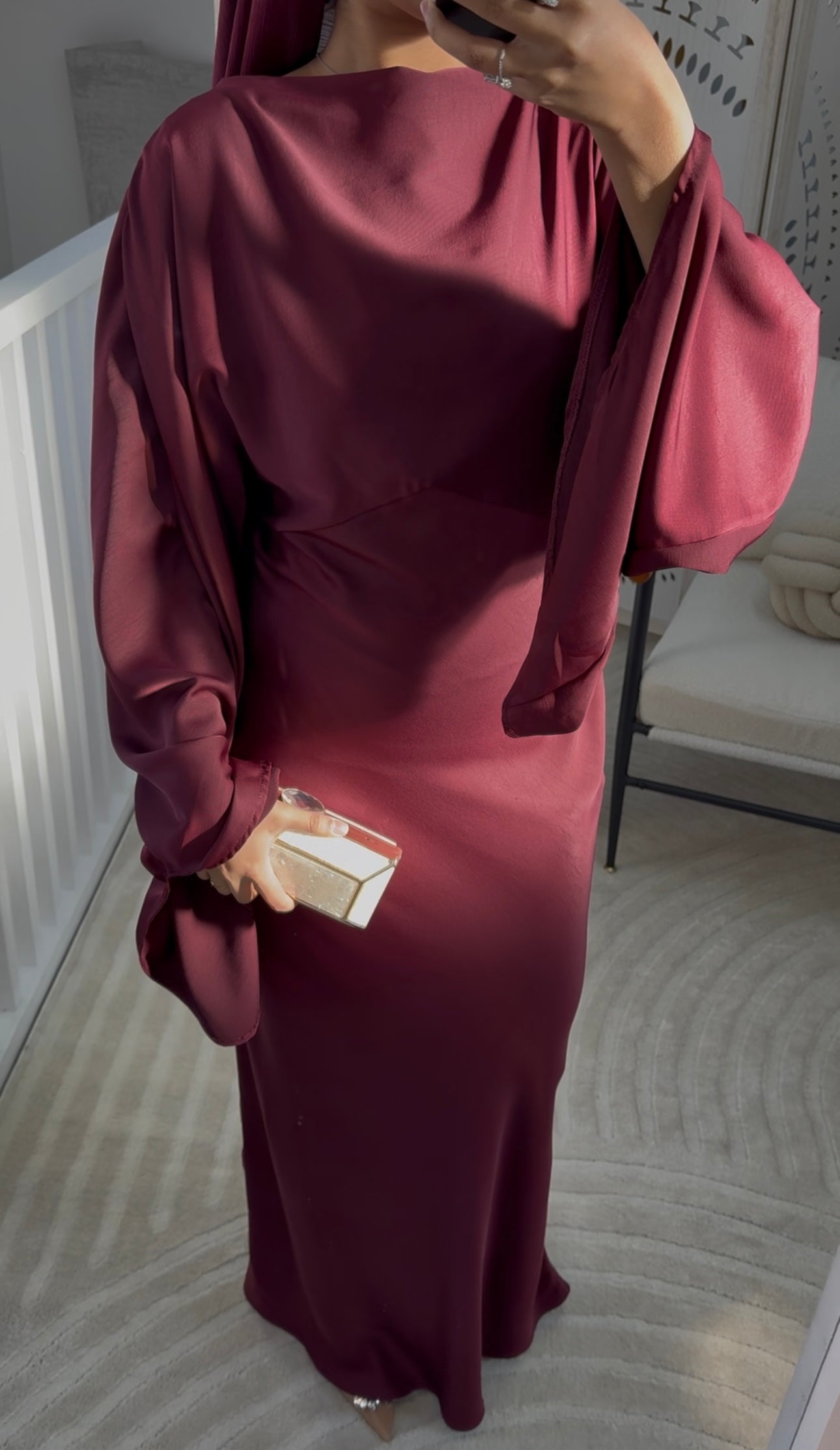 Mulberry Flare Drape Sleeve Detail Abaya