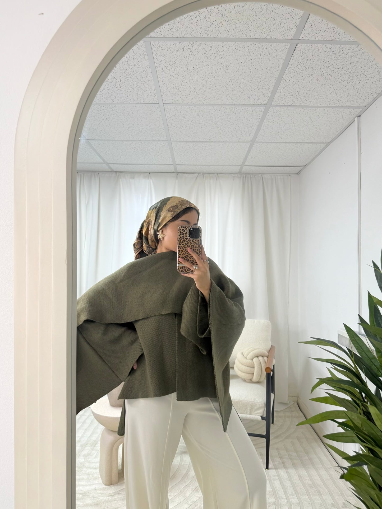 Aimée Knitted Cape Coat with Attached Scarf