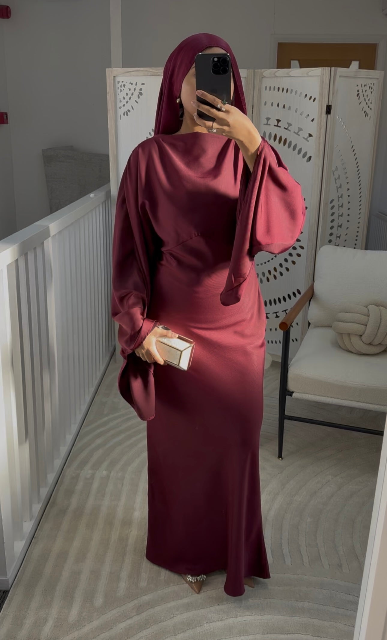 Mulberry Flare Drape Sleeve Detail Abaya