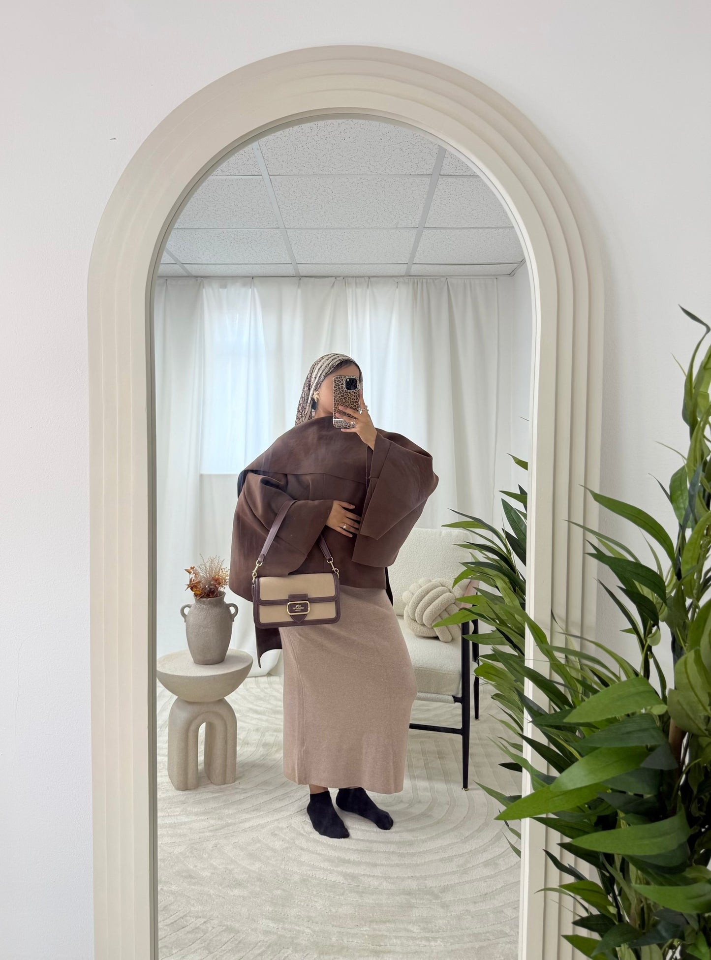 Aurelia Cape Coat With Scarf in Stone