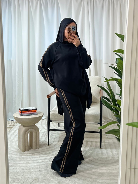 Marwah Soft Tracksuit With Leopard Details