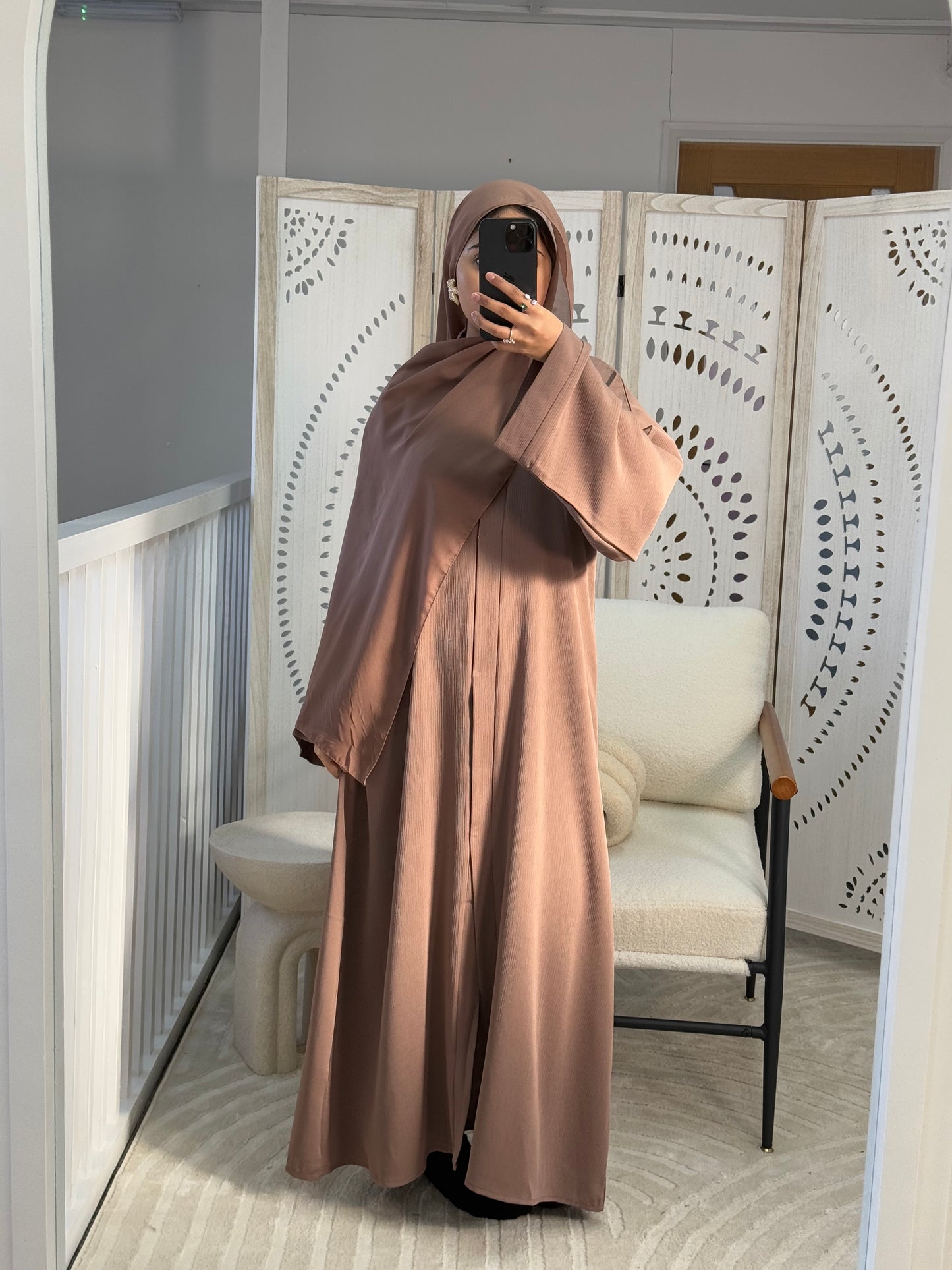 Mocha Zoom Abaya With Scarf