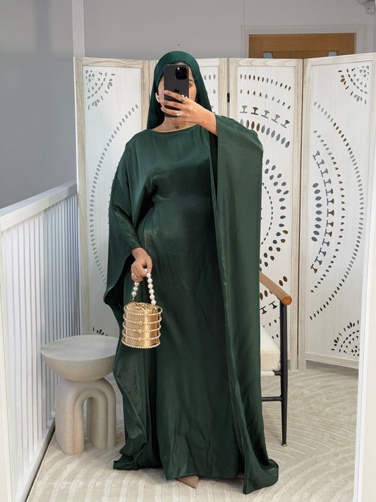 Emerald Shimmer Batwing Abaya