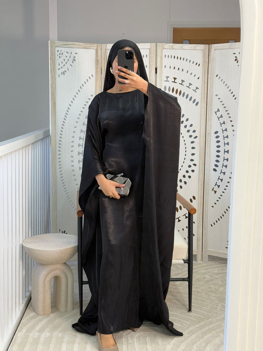 Black Shimmer Batwing Abaya