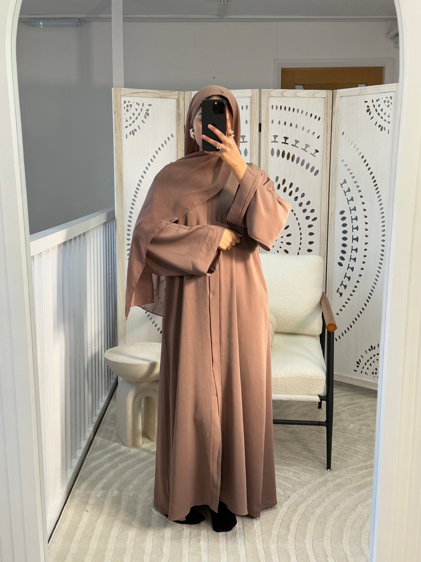 Mocha Zoom Abaya With Scarf