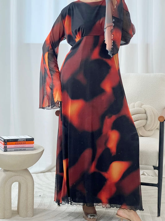 Dina Ombré Printed Mesh Dress