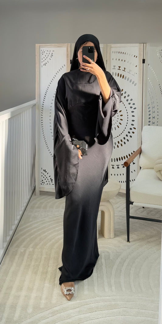 Black Flare Drape Sleeve Detail Abaya