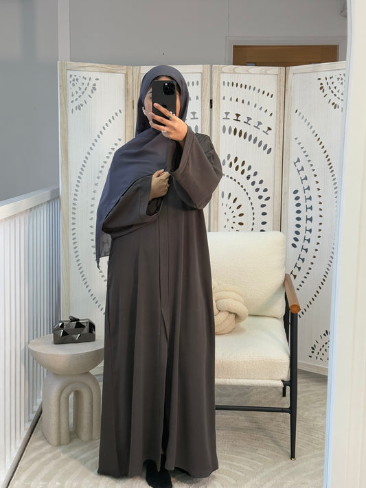 Dove Grey Zoom Abaya With Scarf