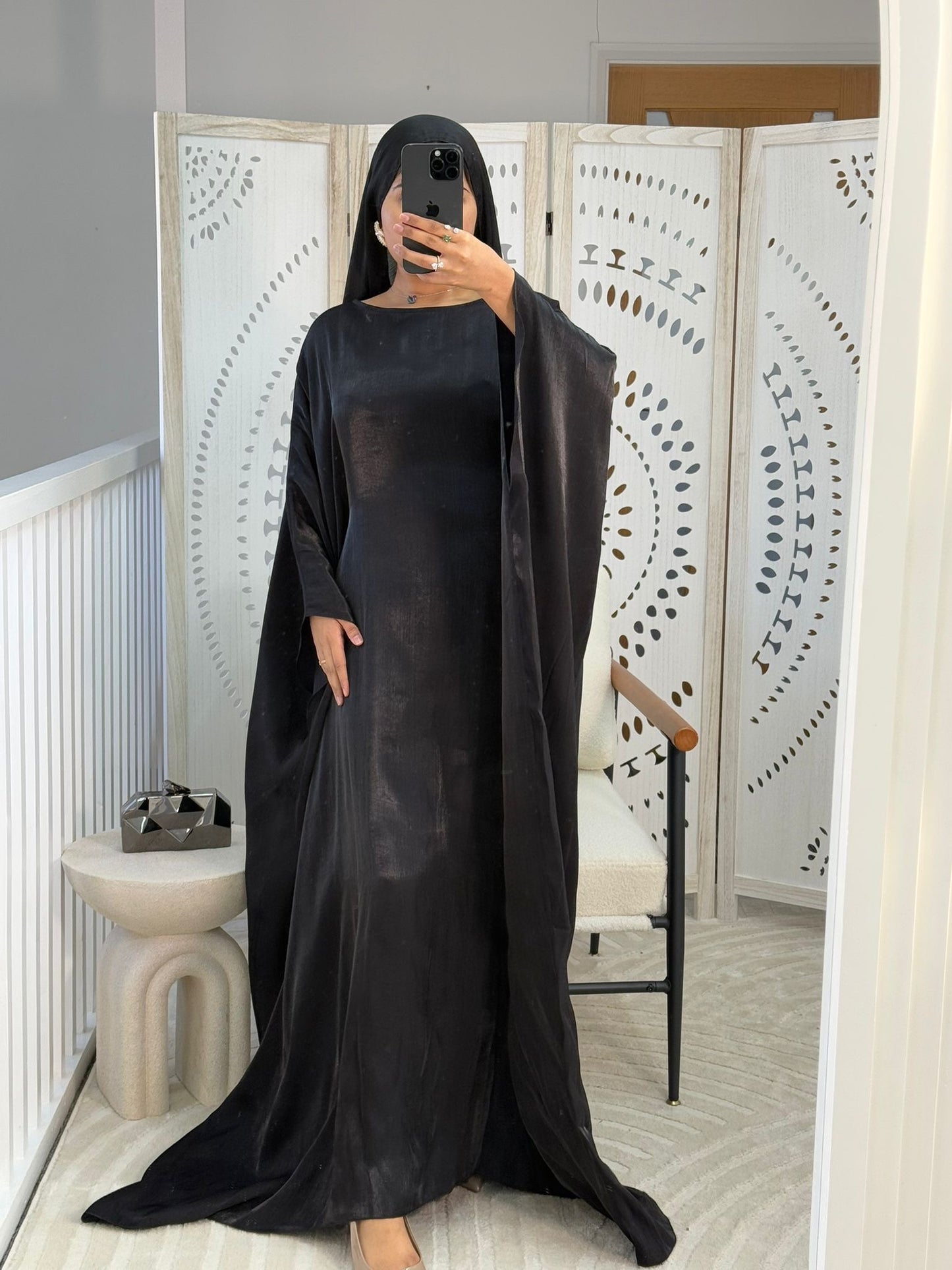 Black Shimmer Batwing Abaya