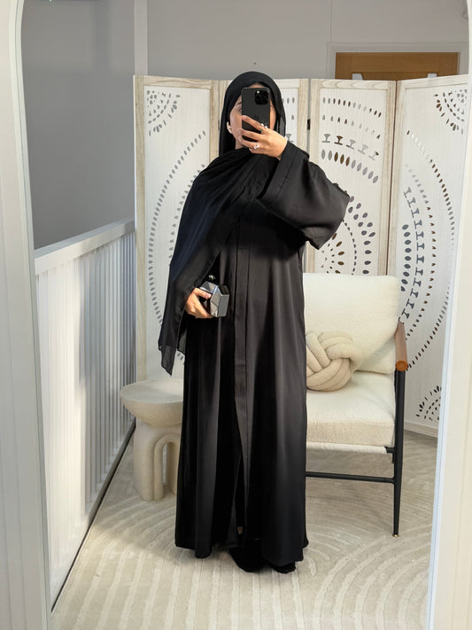 Black Zoom Abaya With Scarf