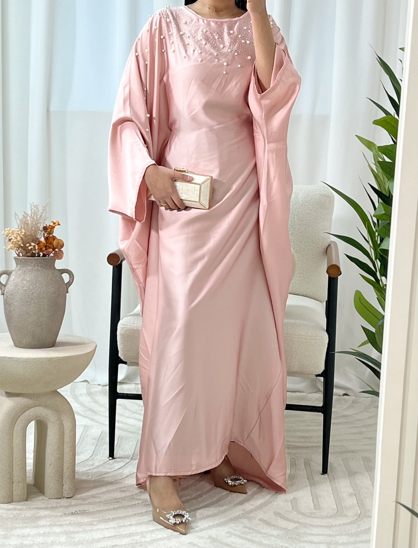 Raniya Pearl Studded Butterfly Abaya