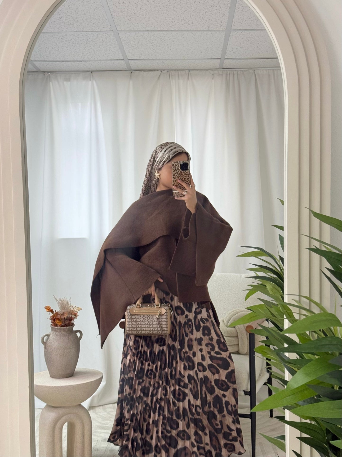 Aimée Knitted Cape Coat with Attached Scarf