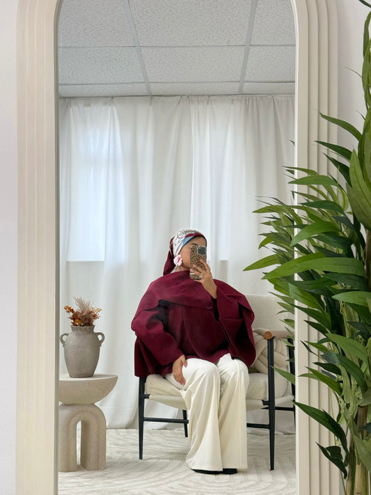 Aurelia Cape Coat With Scarf in Wine